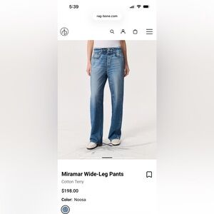 rag & bone Miramar cotton terry sweatpant jeans , noosa wash, small